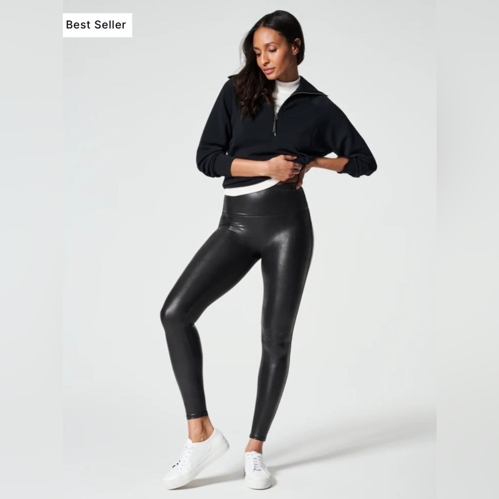 SPANX Faux Leather Leggings Black Women’s Size Small 2437